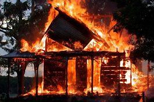 В Волгоградской области пожар уничтожил деревянный частный дом и 20 тонн сена